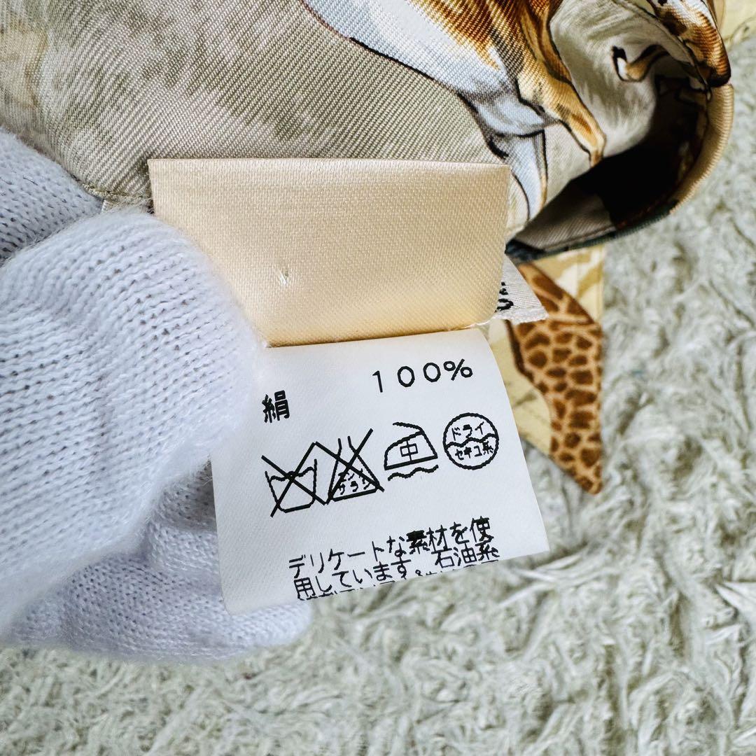 極美品✨希少✨エルメス オールド 長袖シャツ シルク100% アニマル スカーフ