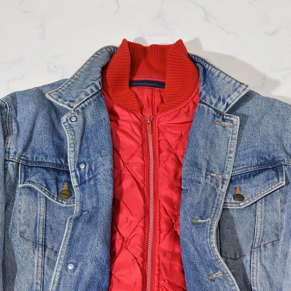80s マリテフランソワジルボー ライナー ドッキング デニムジャケット 短丈