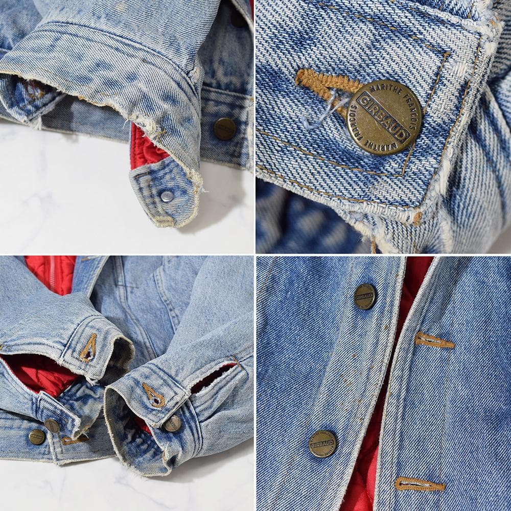 80s マリテフランソワジルボー ライナー ドッキング デニムジャケット 短丈