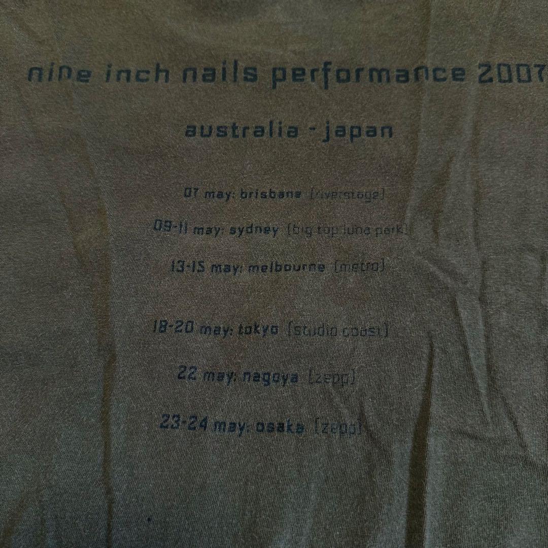 NIN 2007 ツアーTシャツ Mサイズ オリーブ Made in USA NIN 2007 ツアーTシャツ Mサイズ オリーブ Made in USA