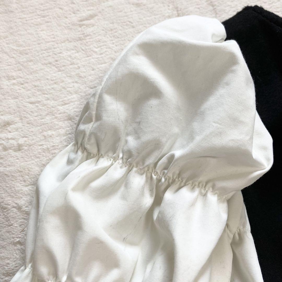 美シルエット M’S GRACY 新作 黒×白パフ袖ワンピ 38 M