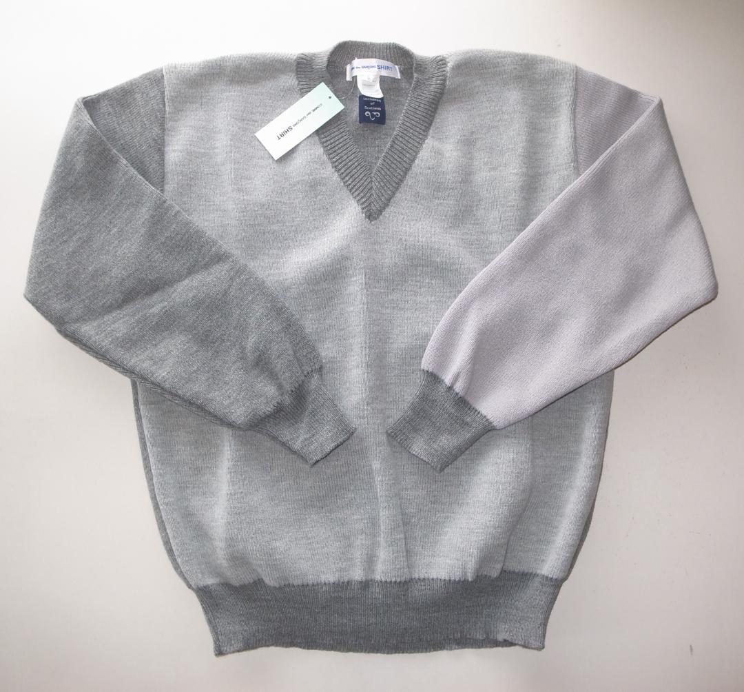 コムデギャルソン SHIRT grey Vネック ニット L LOCHAVEN