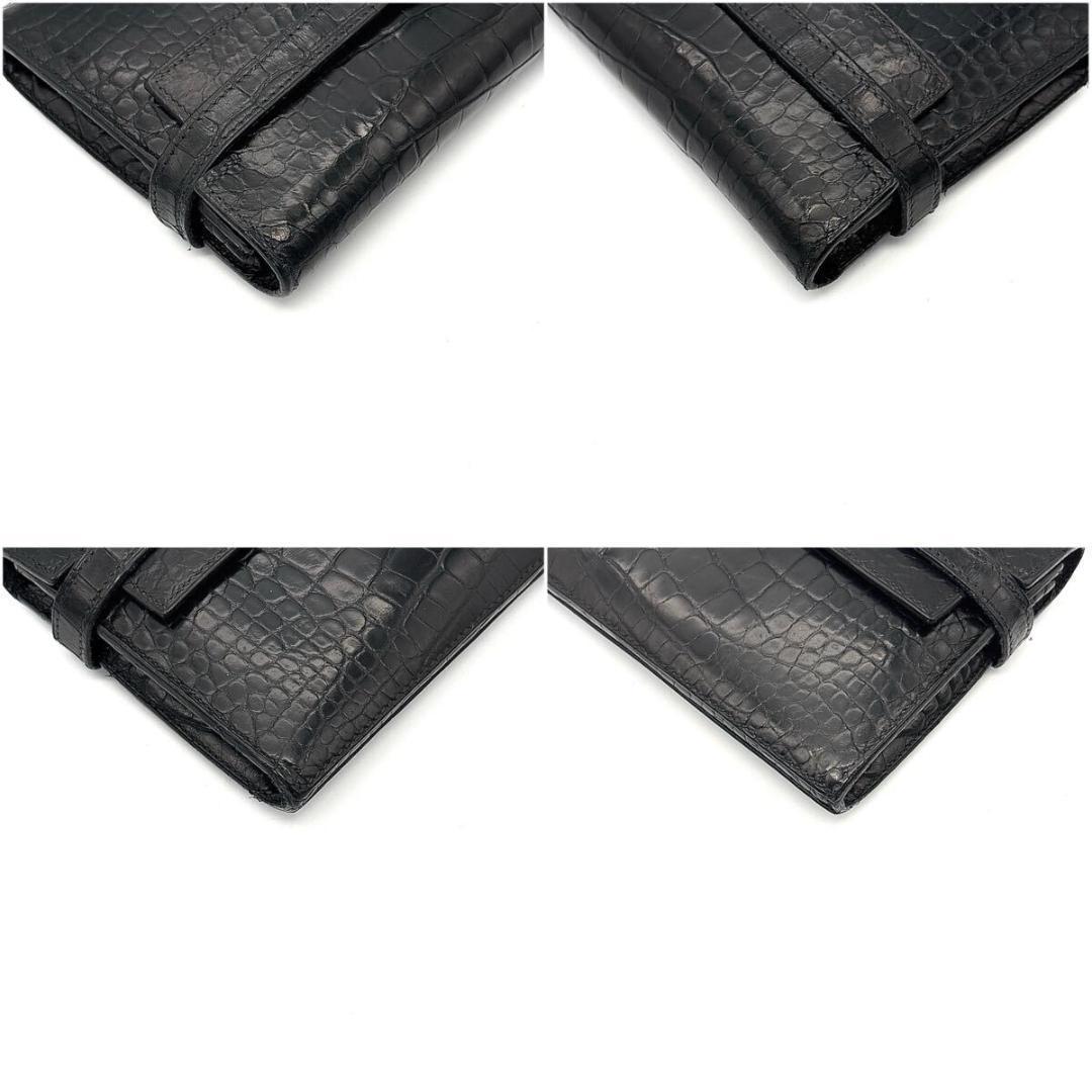 最高峰品◇HERMES ケリーウォレット クロコダイル ブラック □M