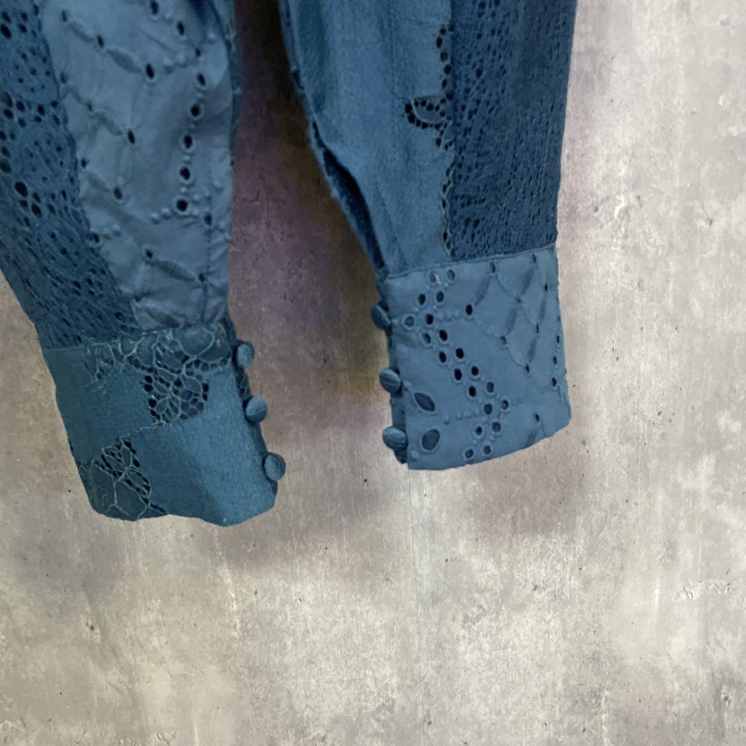 Ameri アメリ　2WAY PATCHWORK LACE ZIP TOP