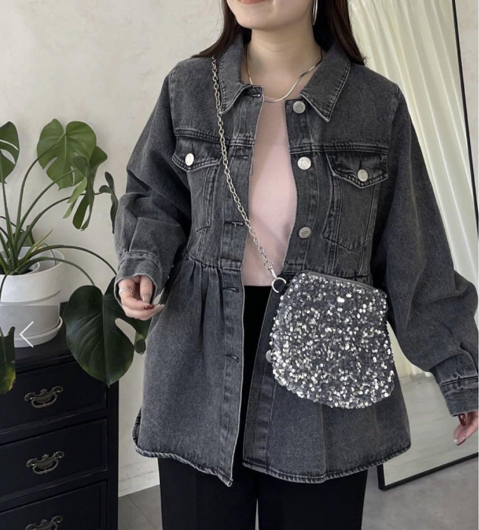 新品 プロズヴェール ギャザーペプラムデニムジャケット