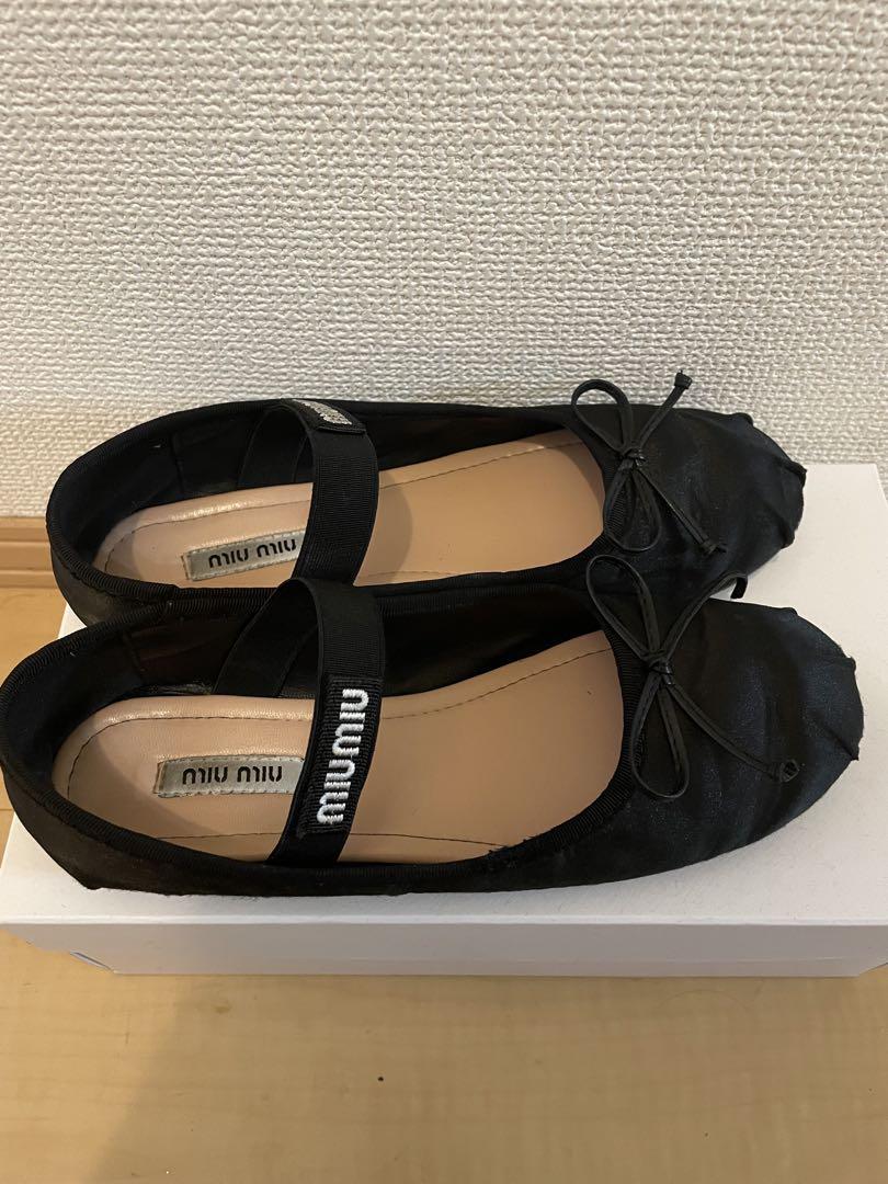 MIUMIU サテン バレリーナ バレエシューズ フラットシューズ パンプス