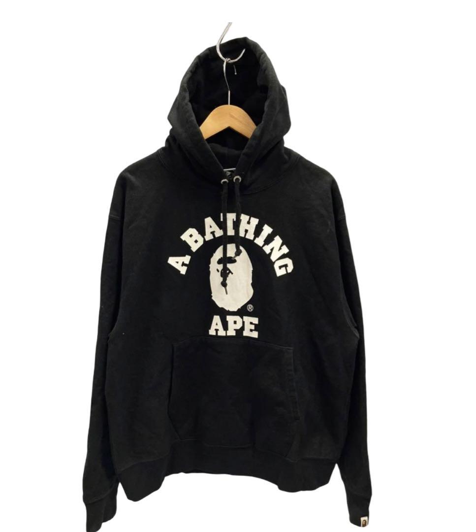 【超希少】A BATHING APE パーカー　XL　ブラック　カレッジロゴ
