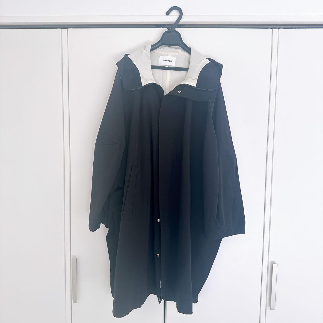 エンフォルド PEストレッチ BOXフーデットCOAT 38サイズ ブラック