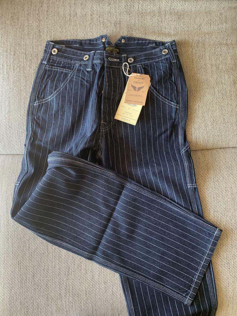 【ラスト一点】L ウォバッシュ　パンツ　デニム アメカジ　ストライプ　ヒッコリー ラスト一点】L ウォバッシュ パンツ デニム アメカジ ストライプ
