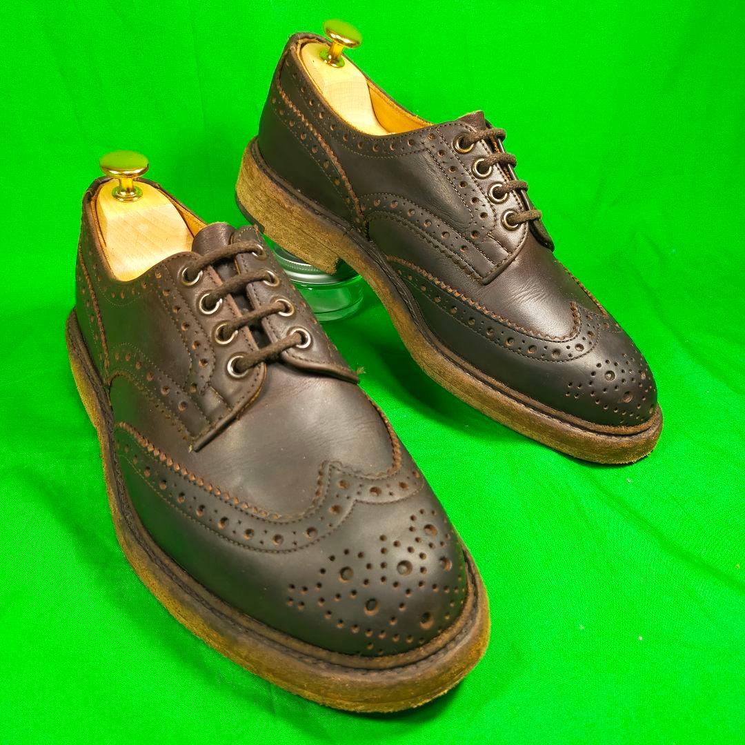 トリッカーズ バートン ウイングチップ フルブローグ オイルドレザー 茶色 トリッカーズ 5ｃｍ