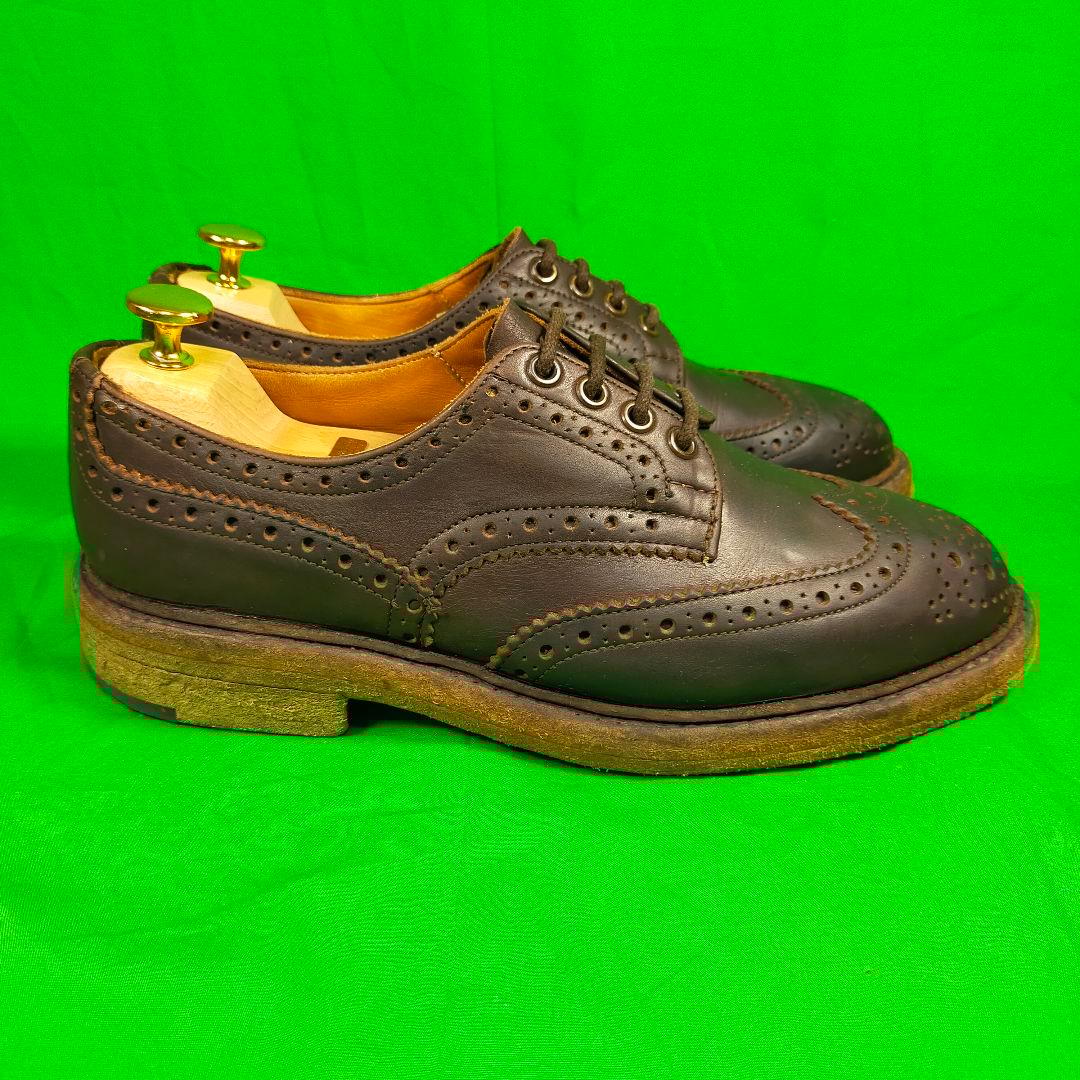 トリッカーズ バートン ウイングチップ フルブローグ オイルドレザー 茶色 トリッカーズ 5ｃｍ