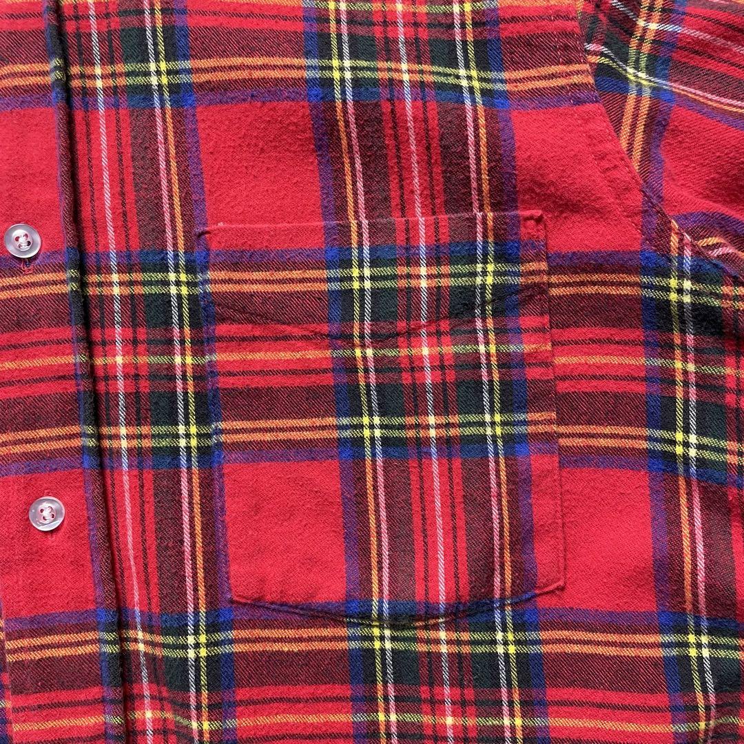 90年代　USA製　エルエルビーンボタンダウンシャツ　ネルシャツ　レッド系
