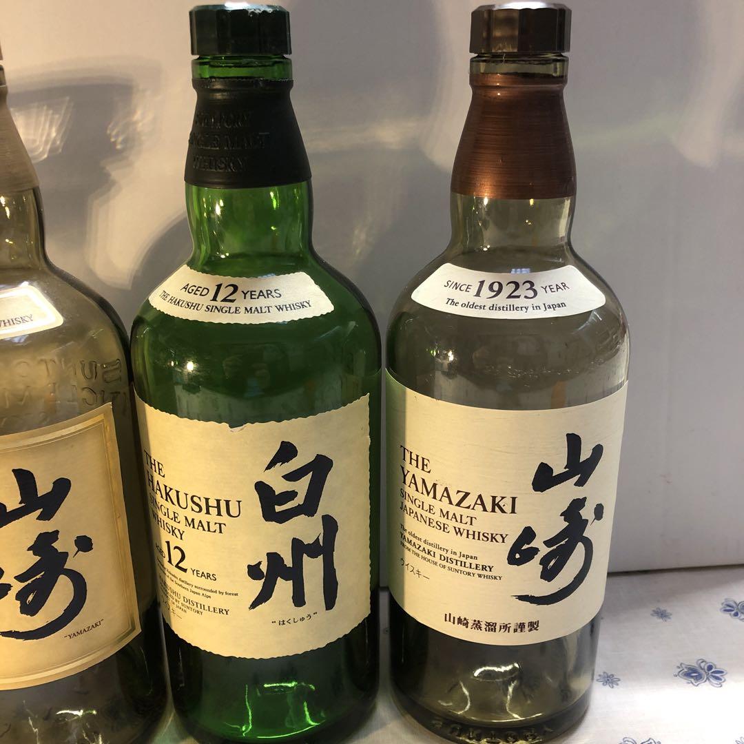 サントリー響17年、山崎12年、1923年、白州12年未洗浄空瓶　　　　0120