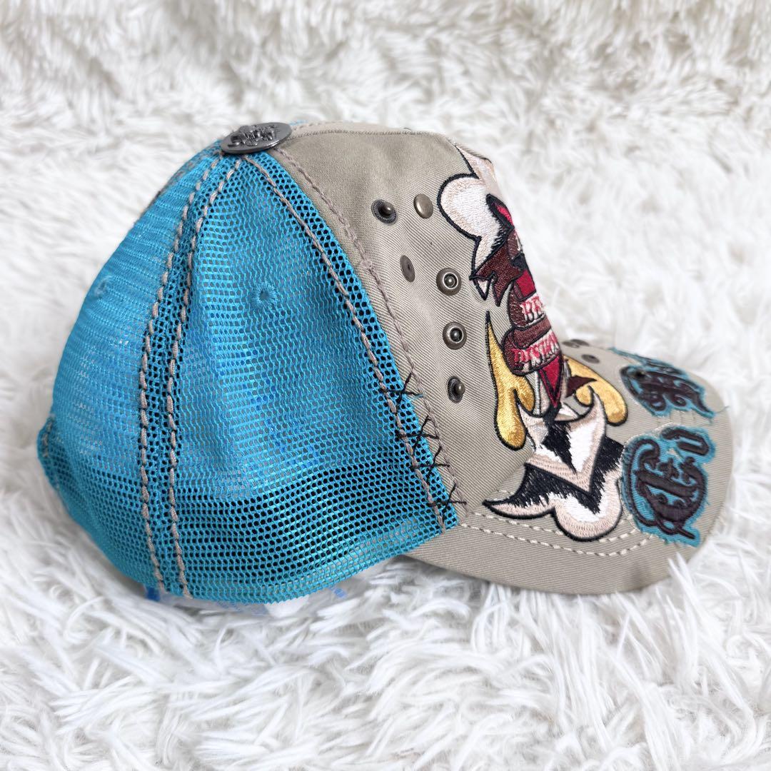 Ed Hardy エドハーディー メッシュキャップ スタッズ ワッペン