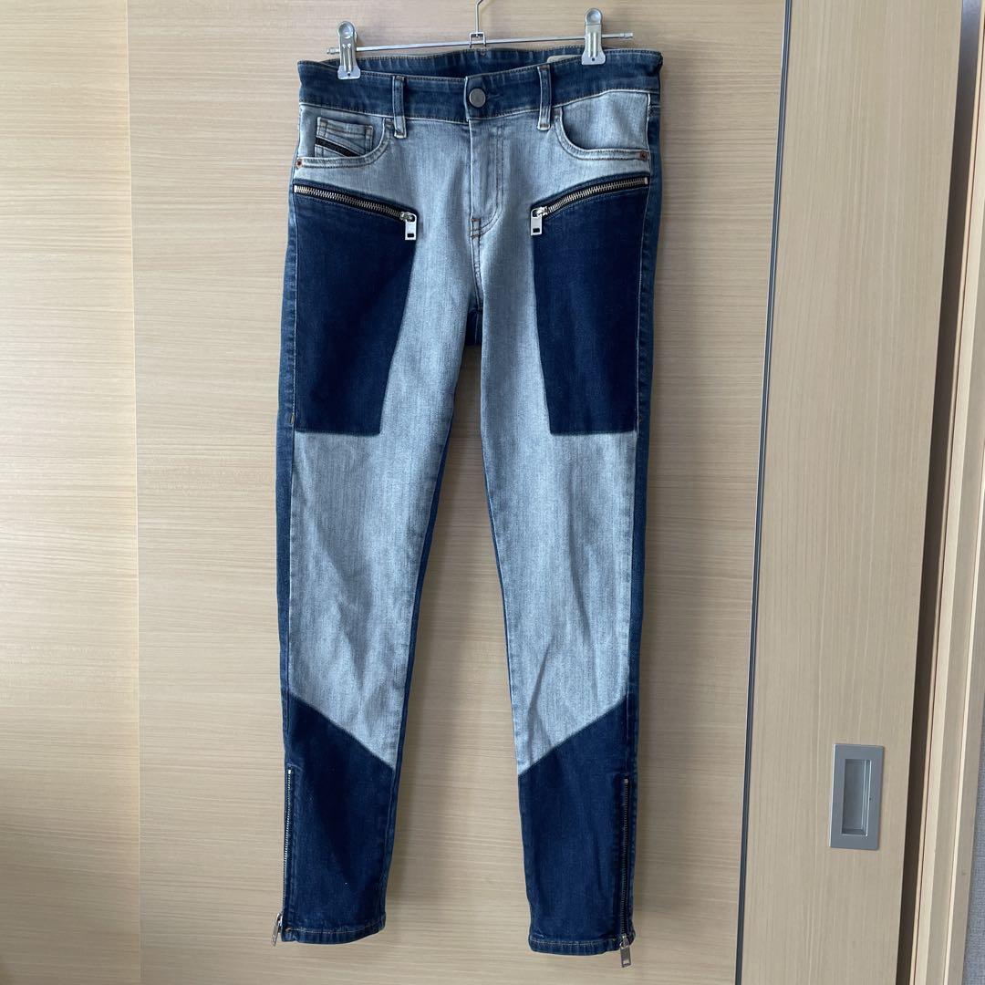 DIESEL スキニーデニムパンツ グレー/ダークブルー 5,000円