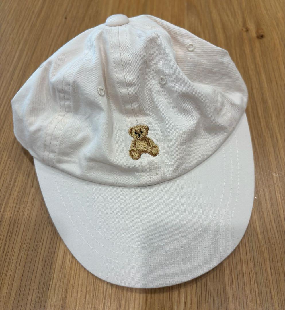 Polo ベア刺繍 ホワイトキャップ Polo ベア コットン ツイル ボール キャップ