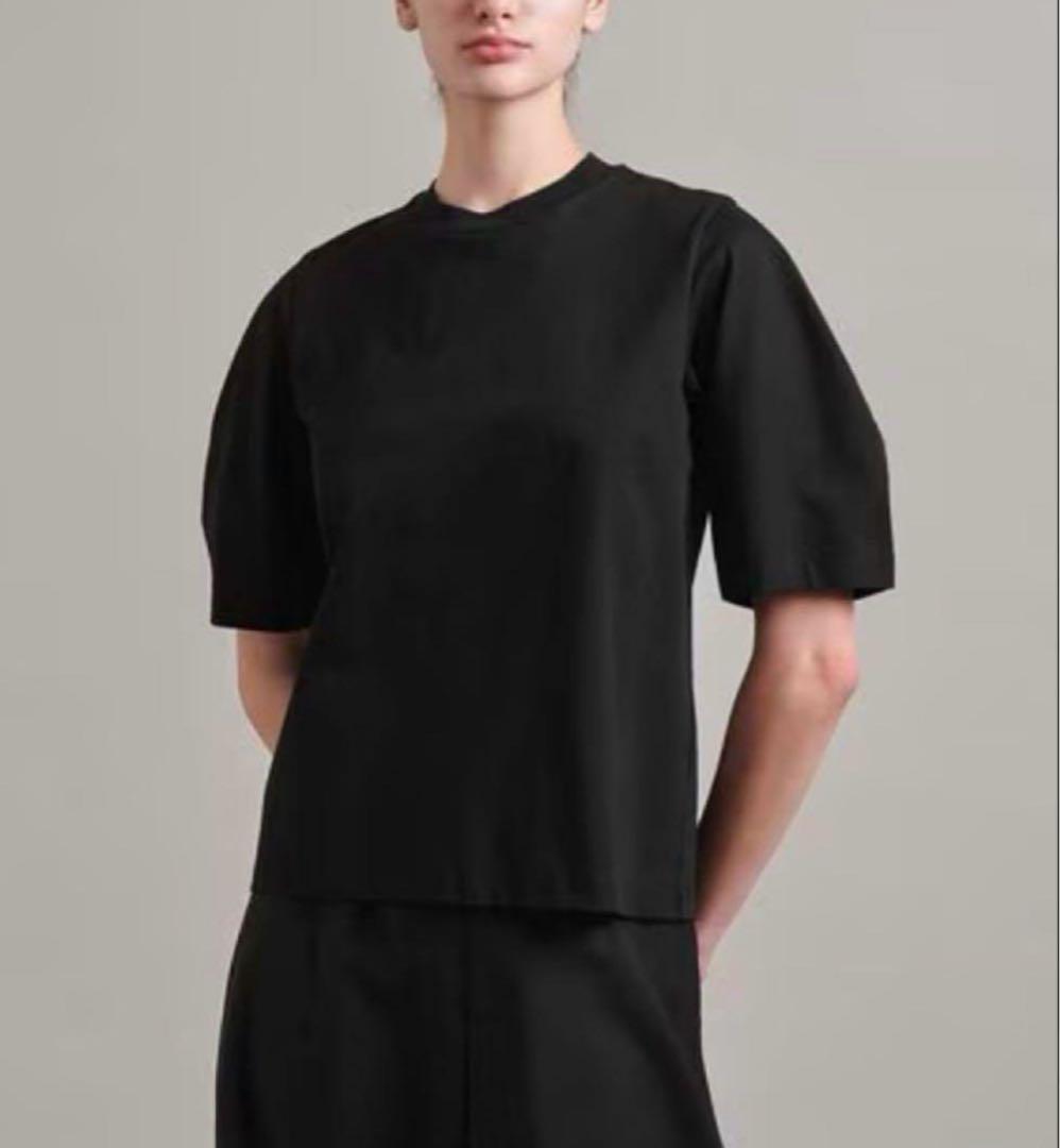 ロエフ　LOEFF コットン クレセントスリーブ Tシャツ　ブラック 美品 美品】☆ロエフLOEFF コットンクレセントスリーブ Tシャツ