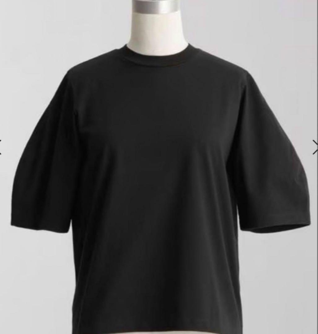 ロエフ　LOEFF コットン クレセントスリーブ Tシャツ　ブラック 美品 美品】☆ロエフLOEFF コットンクレセントスリーブ Tシャツ