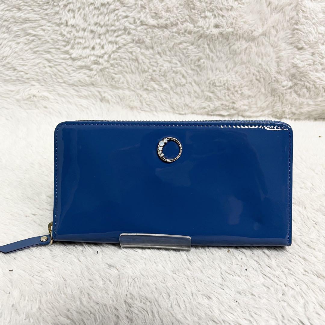 スペシャル特典 美品 ランバンオンブルー 長財布 金具 ラインストーン ラウンド 小物