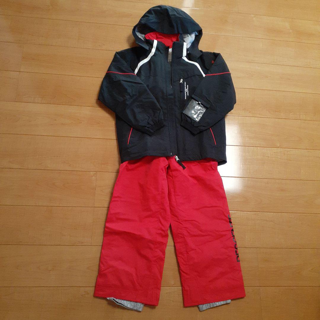 DESCENTE 子ども用 スキーウェア 上下　黒/赤　150