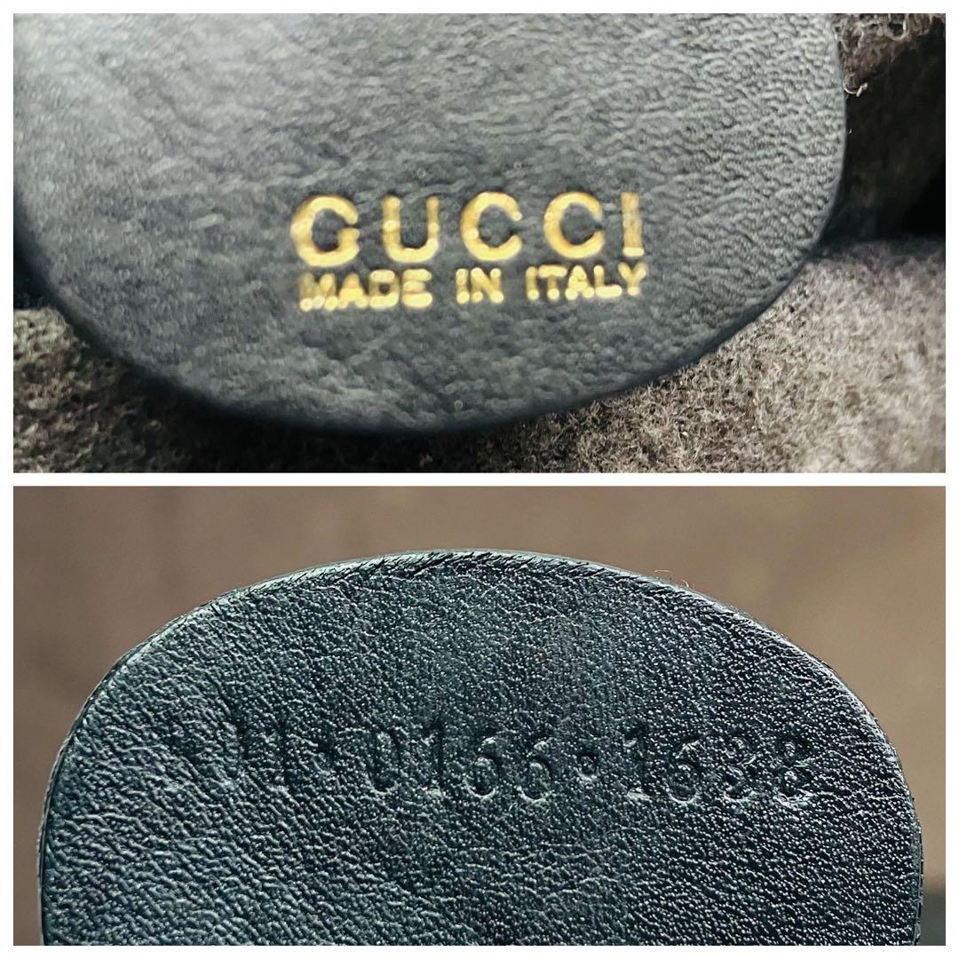 美品gucci グッチバンブートートバッグ　ハンドバッグブラックレザー小ぶり
