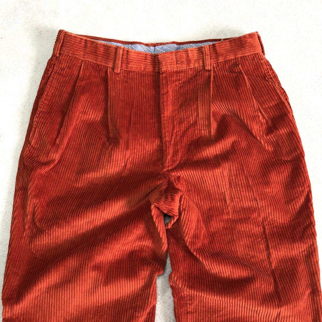 BRITISH KHAKI USA製 コーデュロイパンツ 2タック オレンジ