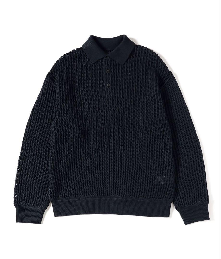 【新品タグ付】 BEAMS ニットポロ B:MING by BEAMS（ビーミング by ビームス）メッシュ編み クルー