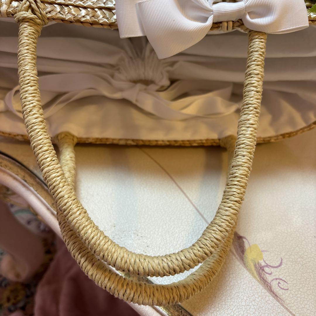 ベイビー♡花立体パールチェーン♡リボン♡ホワイト♡未使用品