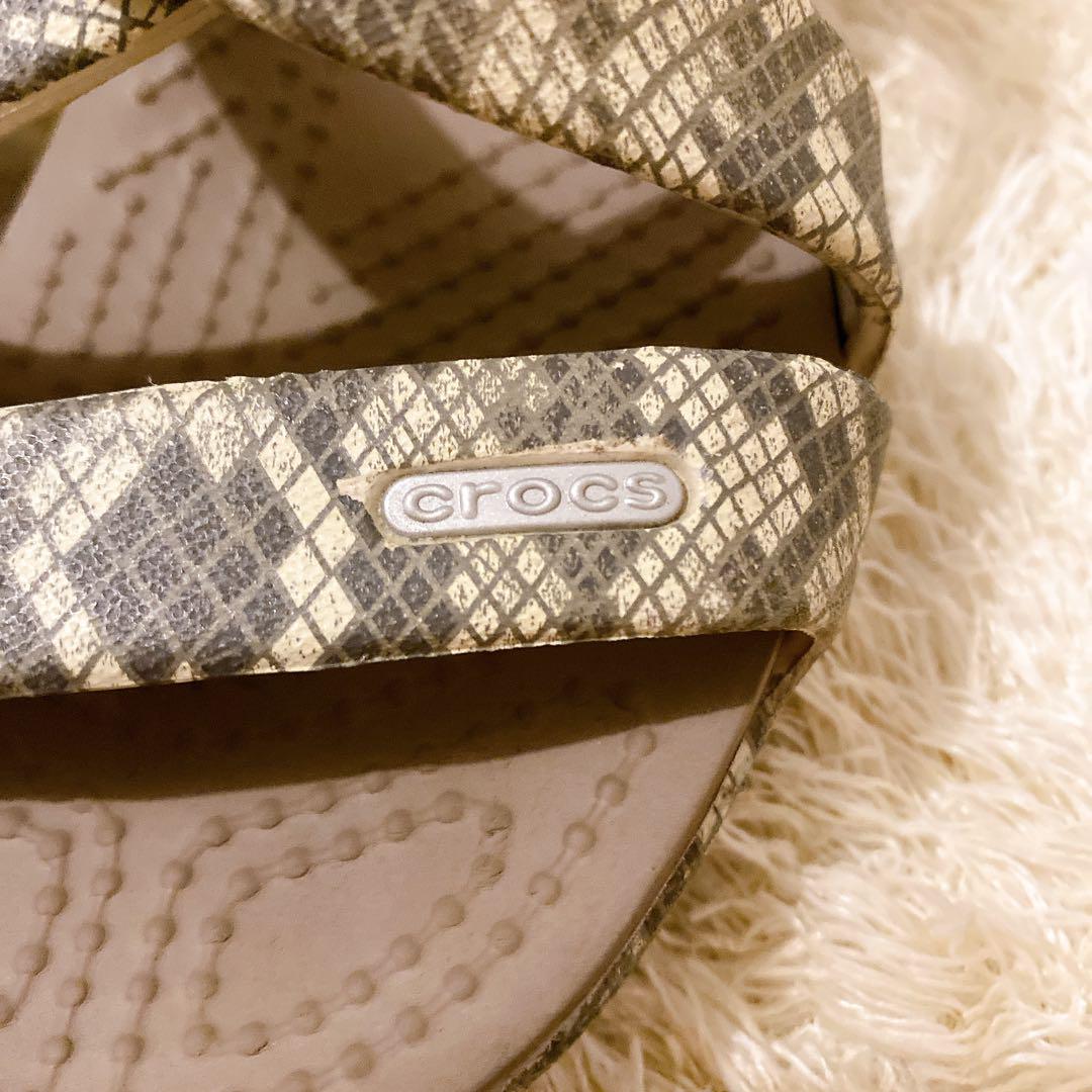 レア crocs クロックス サイプラス ヒールサンダル パイソン柄 W6 レア crocs クロックス サイプラス ヒールサンダル パイソン柄