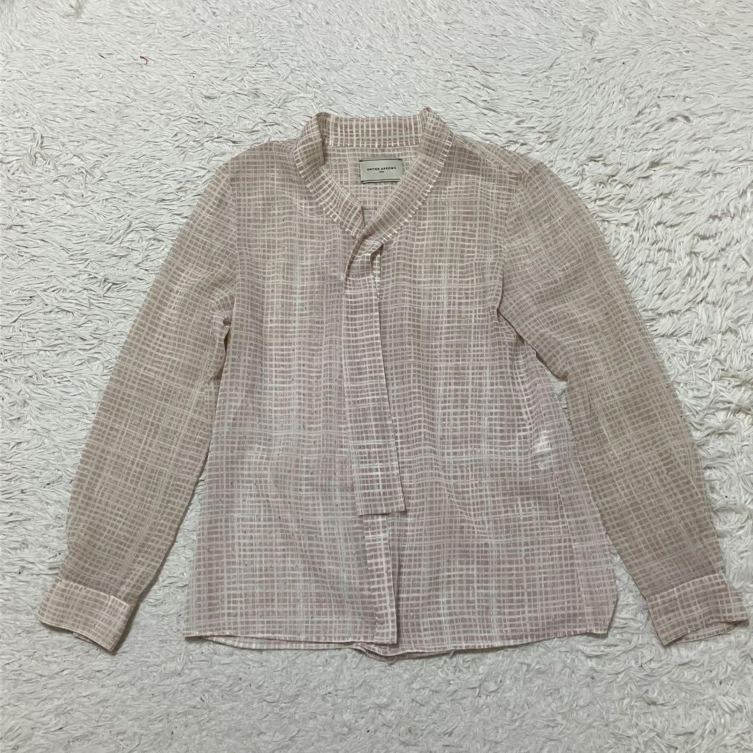 美品 UNITED ARROWS TOKYO チェック柄シアーシャツ 38 上品