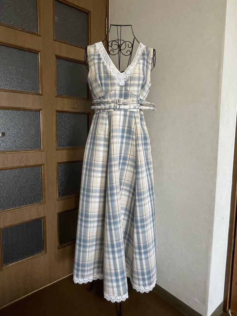 試着のみ axesfemme poetique Vネックレトロワンピ