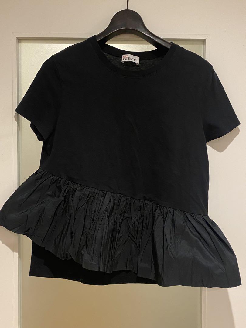 RED VALENTINO ブラックフリルトップス 半袖