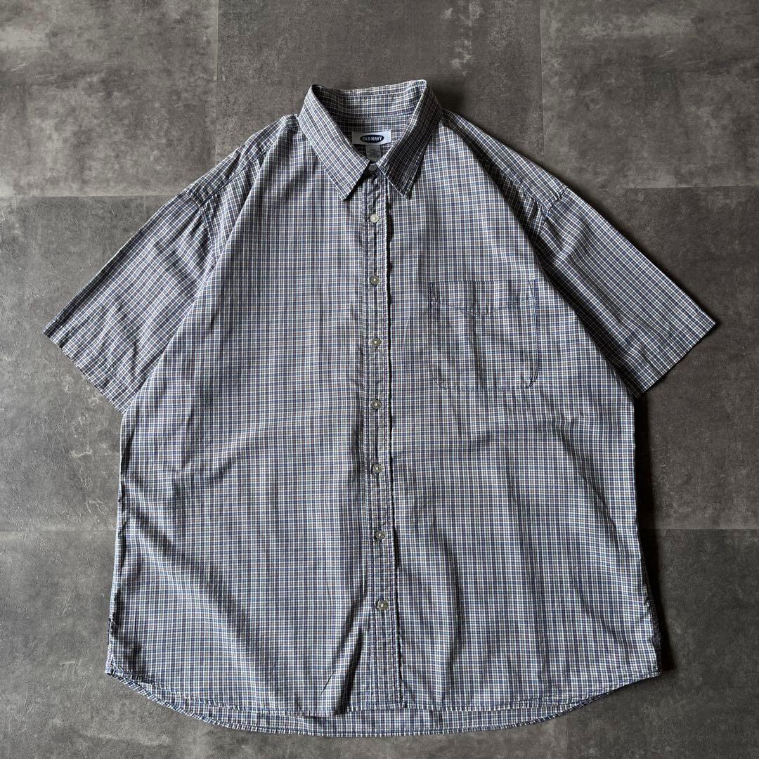 00s OLD NAVY 半袖チェックシャツ XXL オーバーサイズ A303トップス