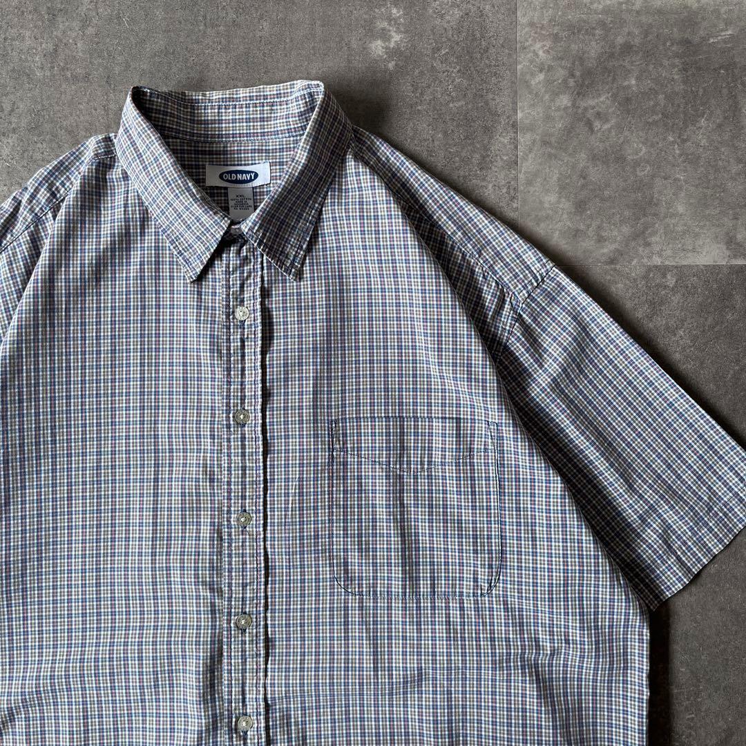 00s OLD NAVY 半袖チェックシャツ XXL オーバーサイズ A303