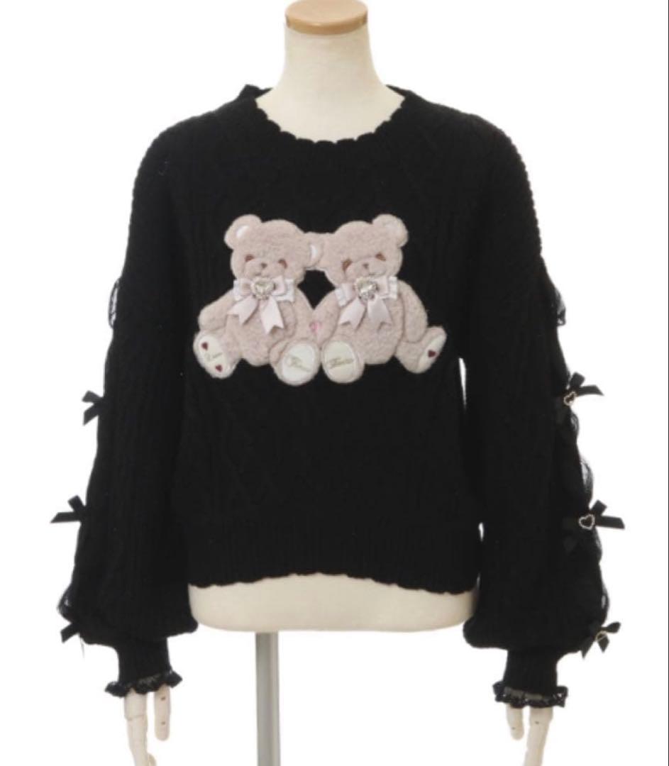LIZLISAリズリサTwin Bearsニットトップス ブラック SIZE LIZ LISA