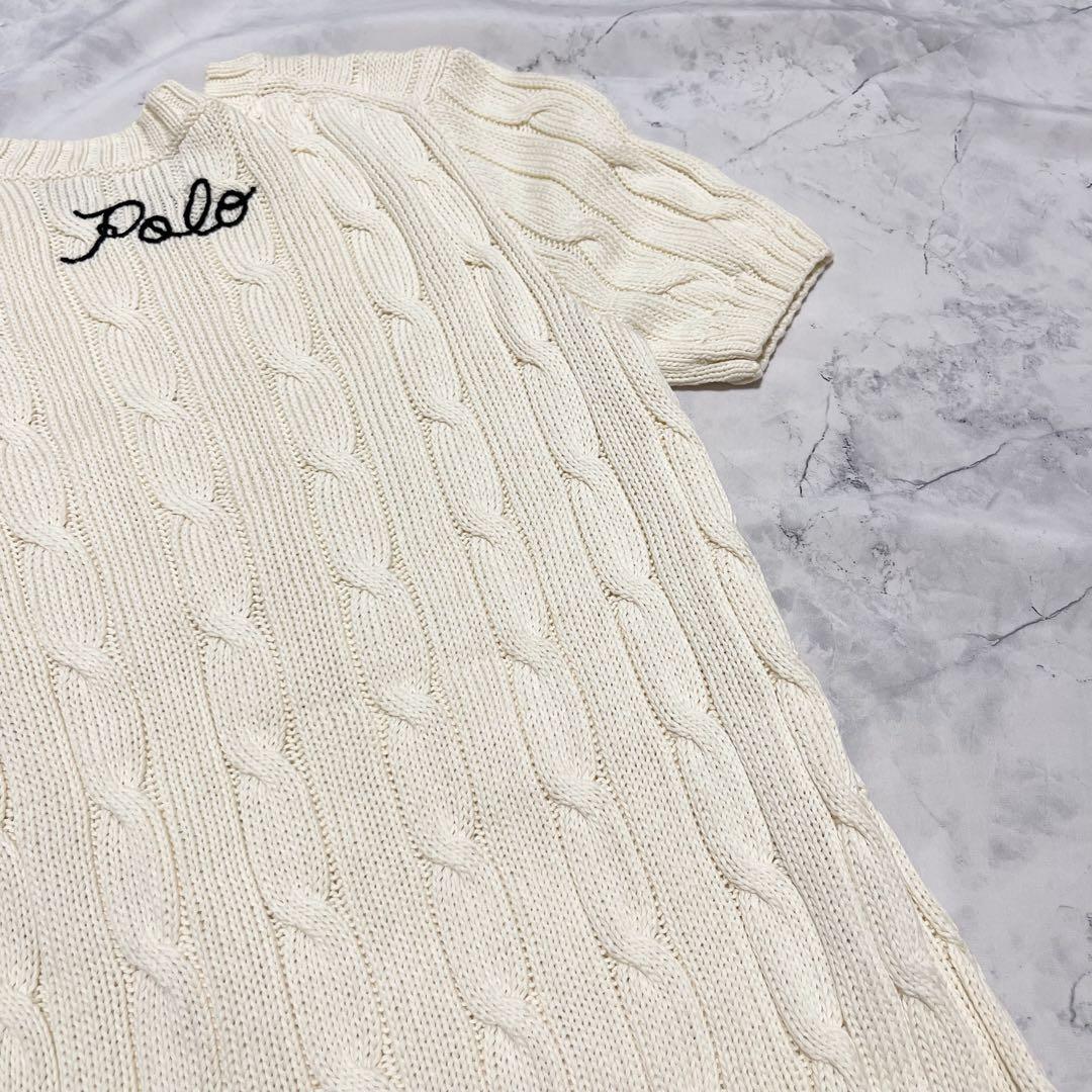 【未使用級】 POLO RALPH LAUREN 半袖 ケーブル ニット 刺繍