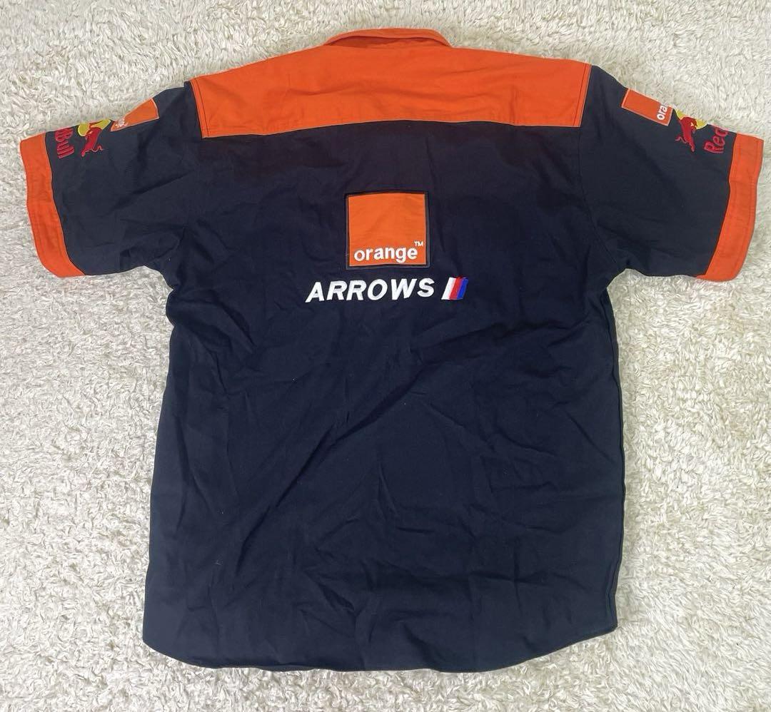 レッドブル　RedBull　orange　ARROWS　シャツ　ブリヂストン　L 希少品】 レッドブル レーシングシャツ ワークシャツ 企業ロゴ