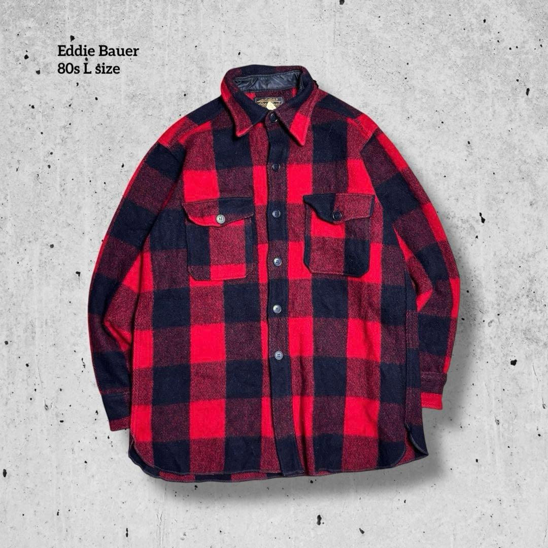 80s Eddie Bauer古着ヴィンテージウールCPO バッファローチェック