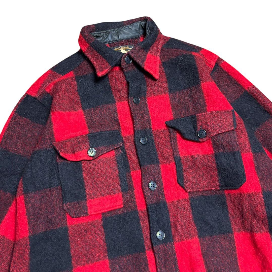 80s Eddie Bauer古着ヴィンテージウールCPO バッファローチェック 80s Eddie Bauer古着ヴィンテージウールCPO バッファローチェック