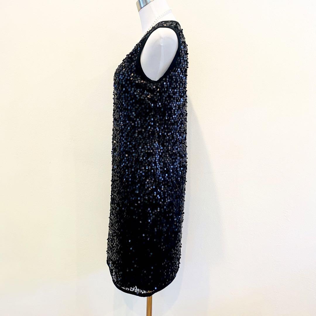 【極美品】ジュンコ シマダ キラッキラ スパンコール ノースリーブ タイトドレス