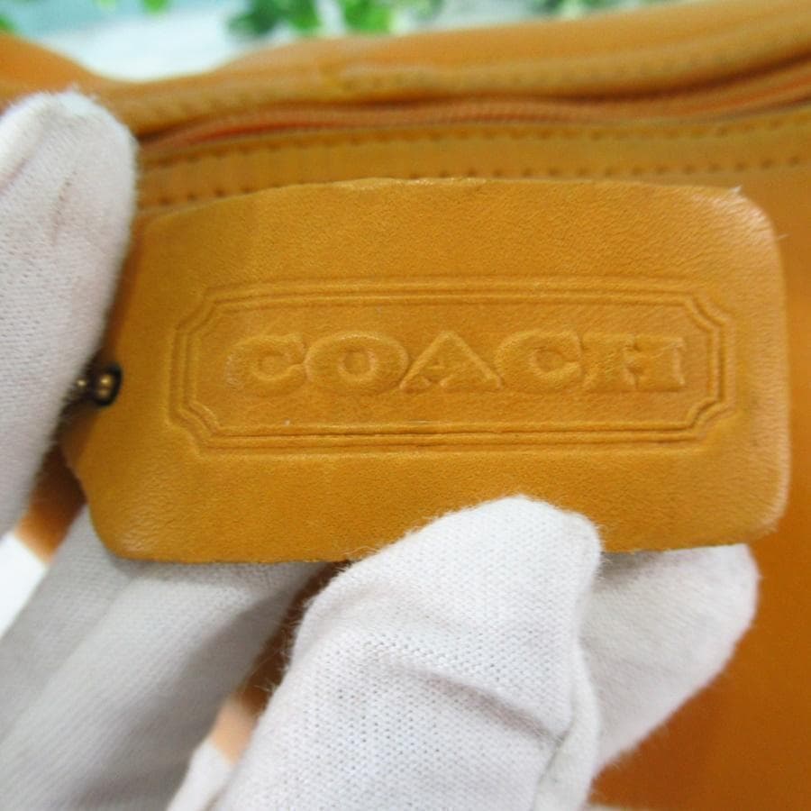 最大96%オフ!OLD COACH ハンドバッグ ポーチ 本革 極美品 イエロー