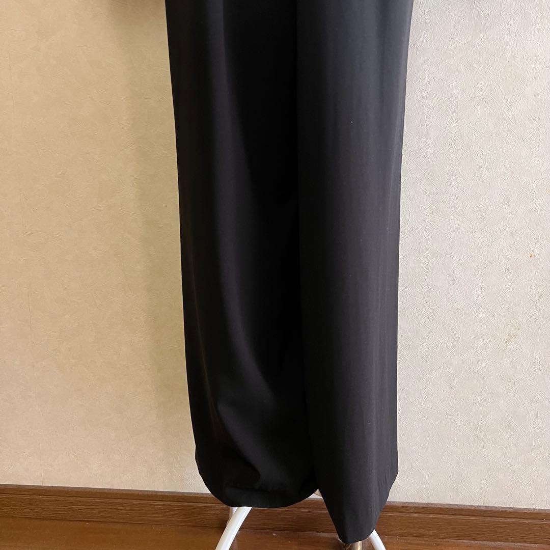 フロッキードットパンツドレス オールインワン 結婚式 ブラック M