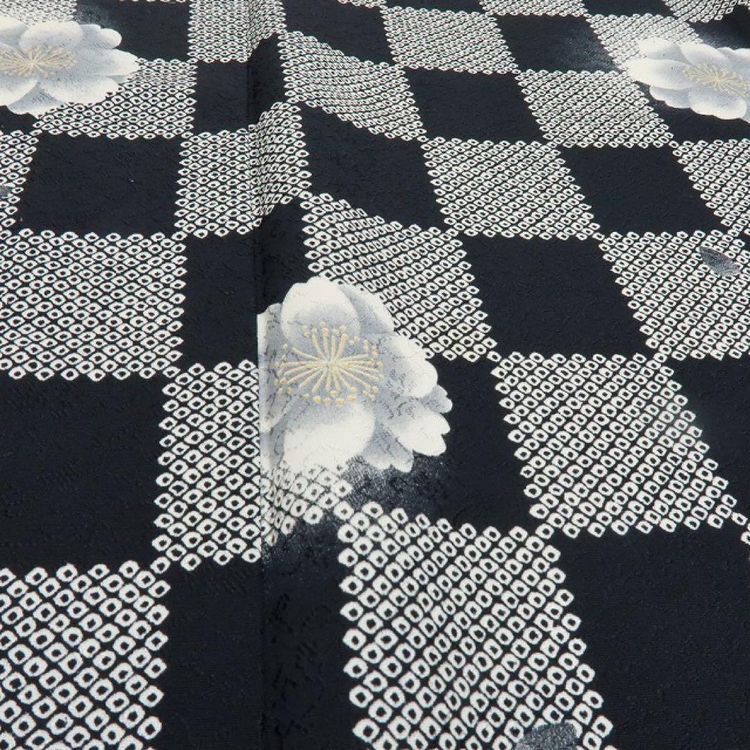 新品 正絹 単衣 桜と市松 トールサイズ 小紋 着物 A2659