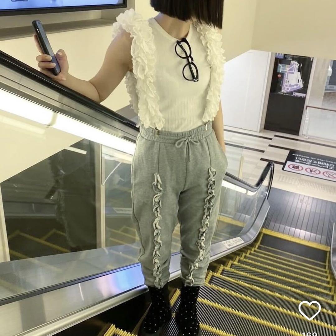 bibiy juliet relax pantsスウェットパンツ グレー フリル
