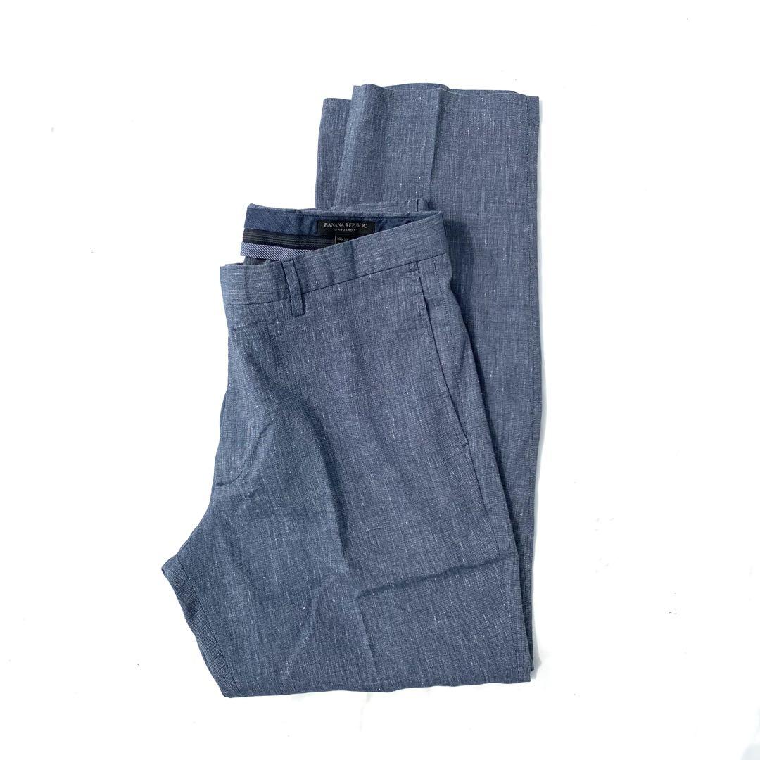00s banana republic カスリ リネンスラックス W33×L30