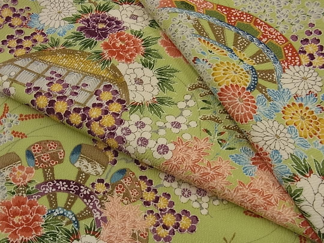 小紋 友禅 花籬文 片輪車 槌車 暈し染め mop1947 多様な 30%割引 www