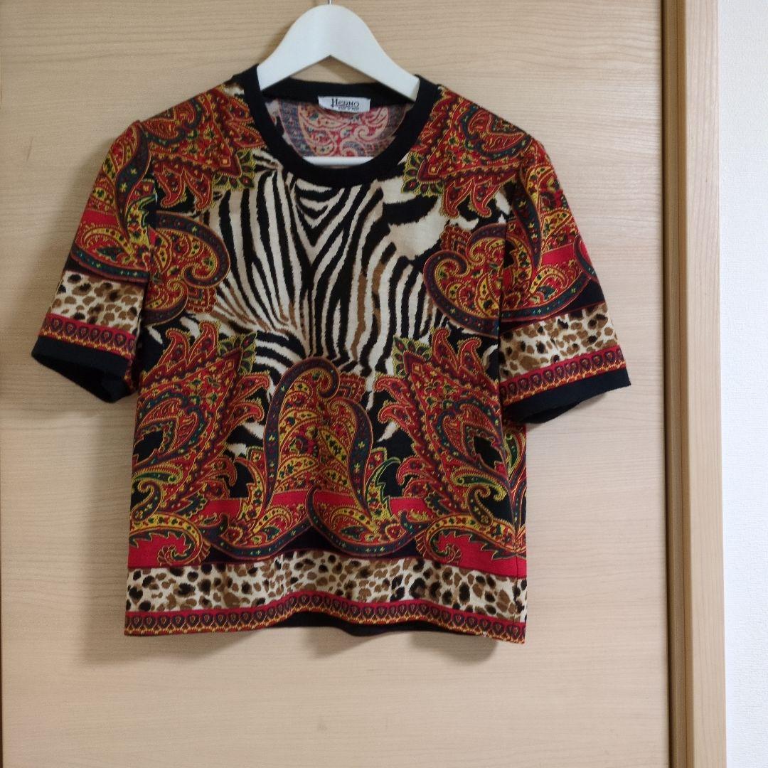 『新品未使用』HERNOヘルノ半袖ニット/セーター毛混イタリア製サイズ44（XL