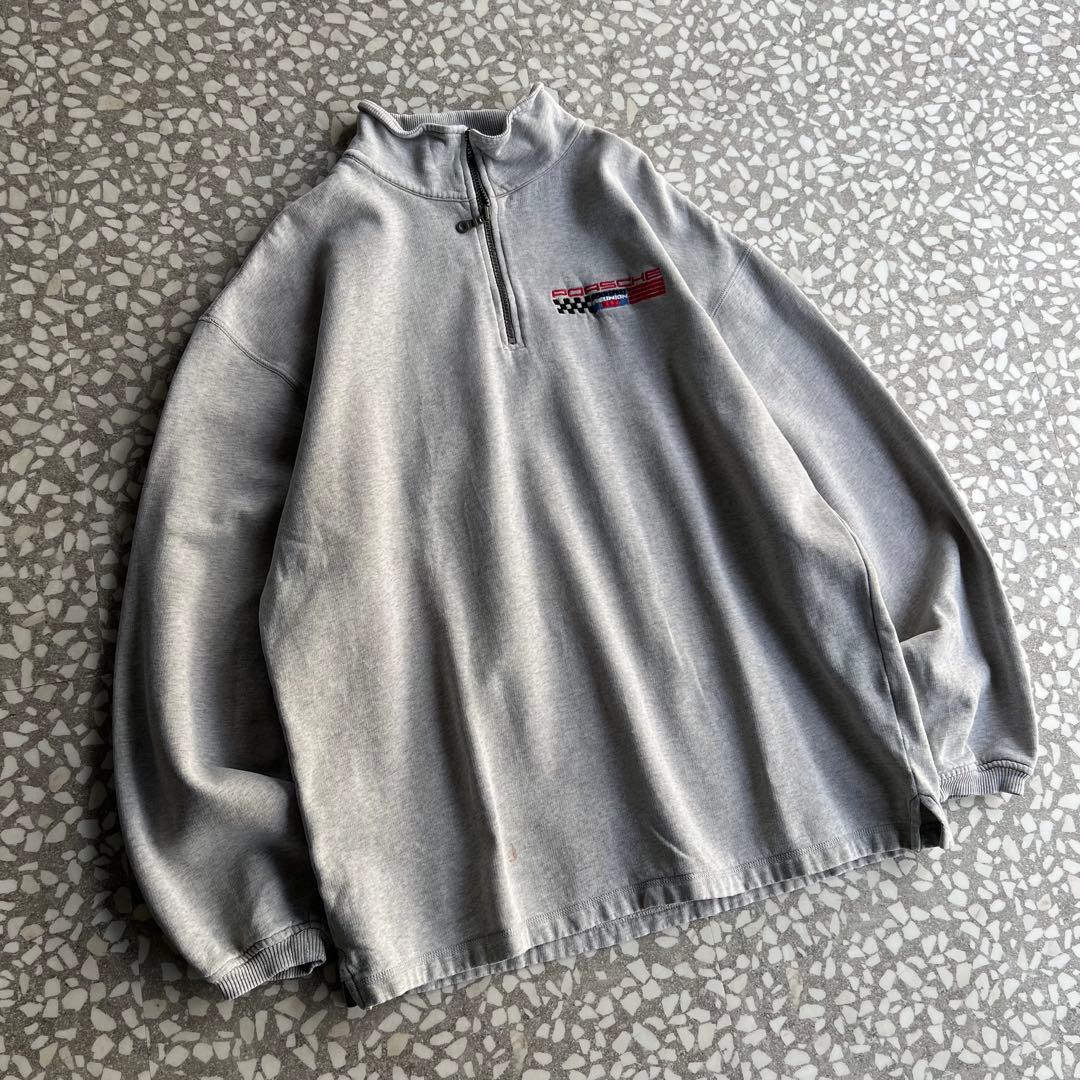 【ポルシェ、肉厚ハーフジップ】スウェットアメ車ロゴ刺繍アメカジY2Kストリート mdprevattcaulkingandwaterproofing.com