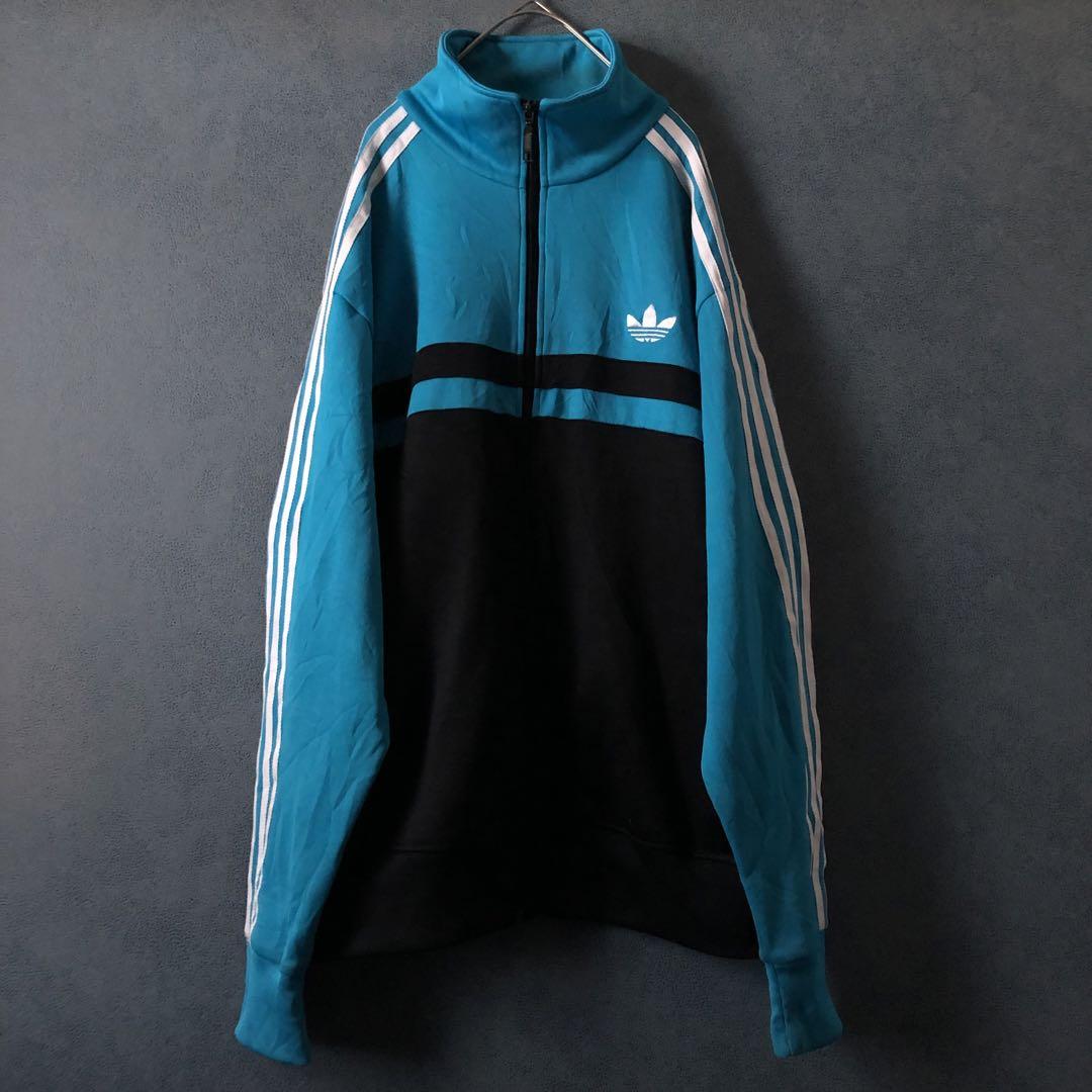 【★adidas×2XO刺繍】水色 黒 トラックジャケット ジャージ 古着