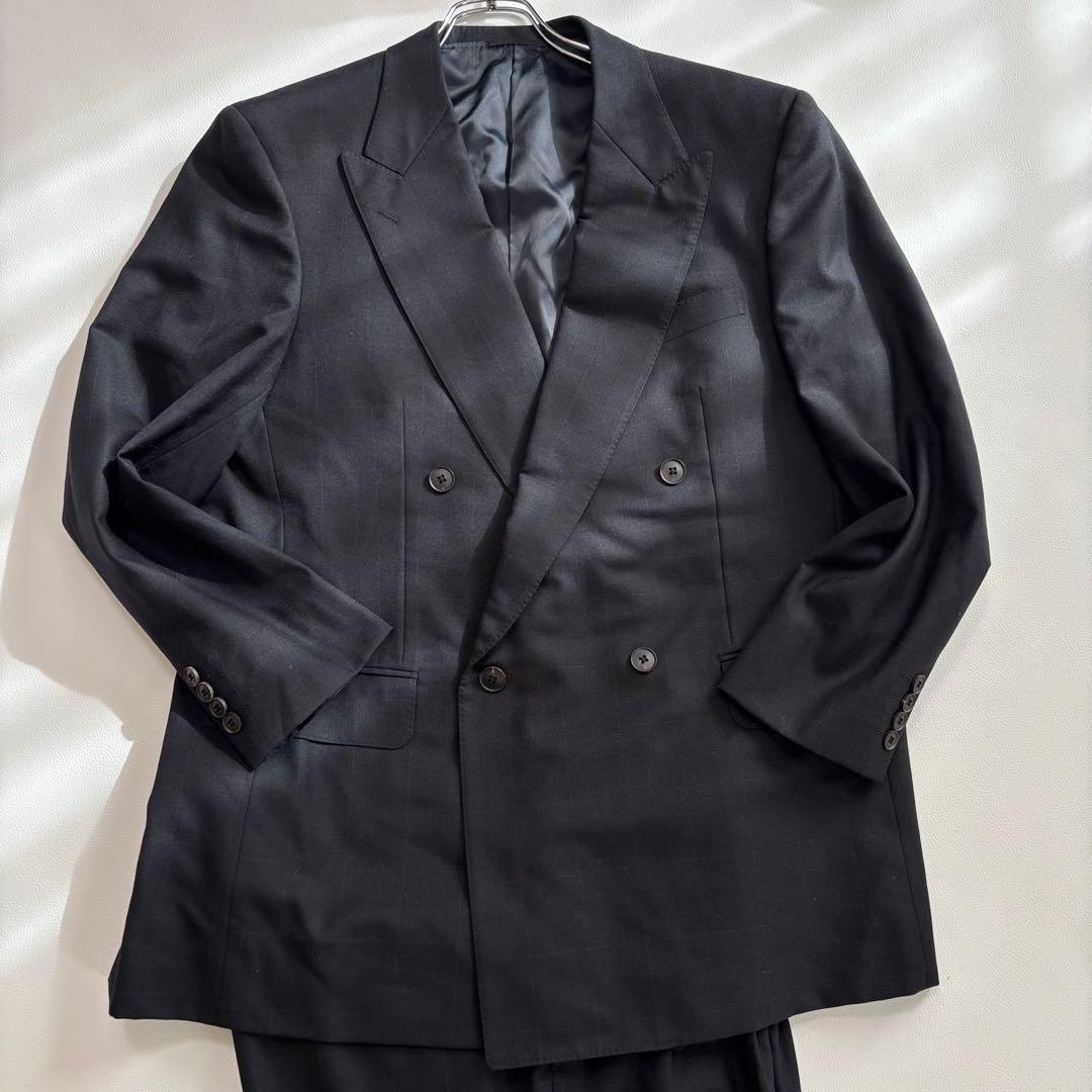 良品 バーバリーロンドン ダブル スーツ セットアップ L チェック柄 良品 バーバリーロンドン ダブル スーツ セットアップ L チェック柄